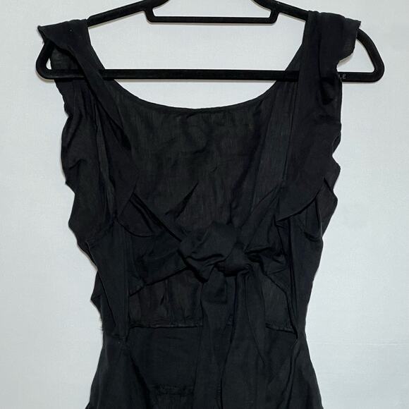Free People Ruffle Trim Cut Out Erin Mini Dress Black Linen Womens Size XS NWT - Picture 7 of 10
